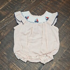 Pink Baby Romper with Sailboat Design
